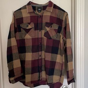 Vans Boys Flannel, XL, Brown/ Black/ Burgundy.